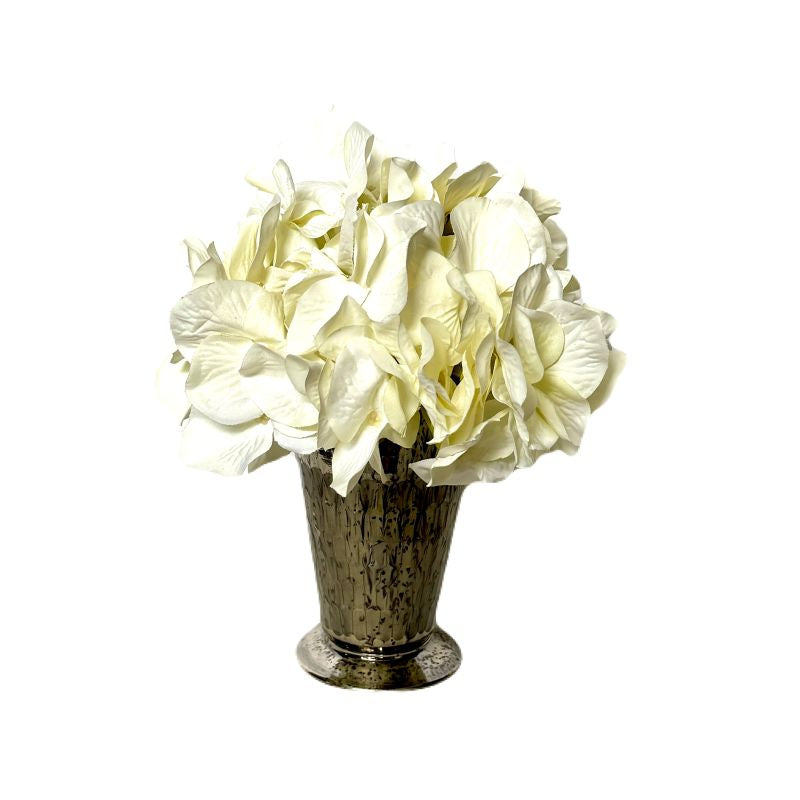 [JCH-AHDW] Glass Julep Cup Hammered - Artificial Hydrangea White