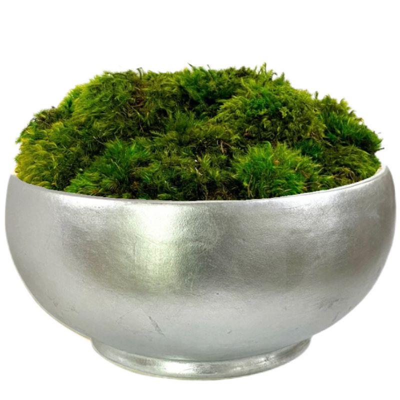 [RBL-S-M] Resin Round Bowl Silver Leaf - Preserved Moss