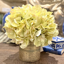 Load image into Gallery viewer, [RESM-AHDLG] Gold Glass Vase Medium - Artificial Hydrangea Light Green
