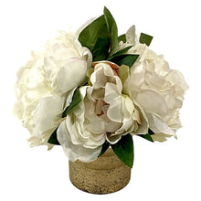 Load image into Gallery viewer, [RESS-PNYW] Gold Glass Vase Small - Artificial Peony White
