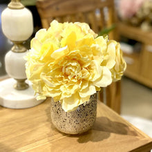 Load image into Gallery viewer, [RGVHS-APNHDLG] Round Glass Vase Hammered Small - Artificial Peony. Rose &amp; Hydrangea Light Green
