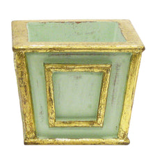 Load image into Gallery viewer, [WMSP-GG-RBKGOHDW] Wooden Mini Square Container Gray/Green - Roses White, Banksia Gold, Brunia Gold &amp; Hydrangea White
