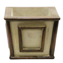 Load image into Gallery viewer, [WMSP-PD-RBKBZHDW] Small Wooden Square Container Patina Distressed w/ Bronze - Roses White, Banksia Bronze, Brunia Brown &amp; Hydrangea White
