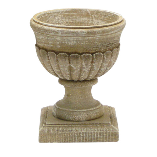 Wooden Ribbed Urn - Weathered Antique
