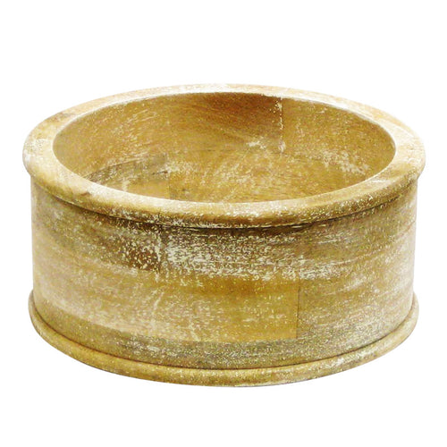 Wooden Short Round Container - Weathered Antique