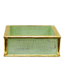 Load image into Gallery viewer, [WSSP-GG-ECCHDB] Wooden Short Square Container Grey Green w/Gold - Brunia Yellow, Buttons Yellow and Hydrangea Basil
