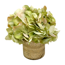 Load image into Gallery viewer, Gold Glass Vase Small - Artificial Hydrangea Light Green
