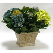 Load image into Gallery viewer, [WMRPM-WA-HDBHDNB] Wooden Mini Rect Container Weathered Antique - Banksia, Pharalis &amp; Hydrangea Basil &amp; Natural Blue

