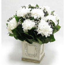 Load image into Gallery viewer, [WMSPI-GS-PPGWT] Wooden Mini Square Container w/Inset Grey Silver - Phylica White &amp; Hydrangea White

