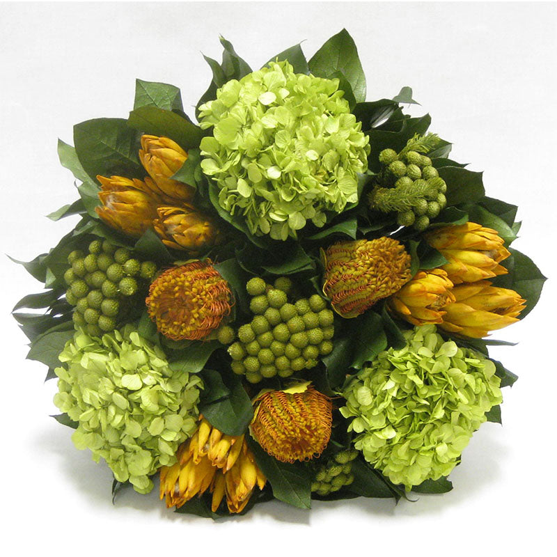 Wooden Basket w/ Handle Small - Multicolor w/ Clover, Roses, Banksia,  Protea & Hydrangea Basil – Bougainvillea