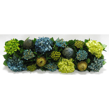 Load image into Gallery viewer, [WSRP-GG-HDBHDNB] Wooden Rect. Container Grey Green - Banksia, Pharalis, Hydrangea Basil &amp; Natural Blue
