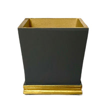 Load image into Gallery viewer, [MSP-DG-ORGR] Resin Mini Square Container Dark Grey &amp; Gold - Artificial Orchid White &amp; Green
