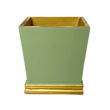 Load image into Gallery viewer, [MSP-GG-ORGRDT] Resin Mini Square Container Green &amp; Gold - Artificial Double Orchid White &amp; Green
