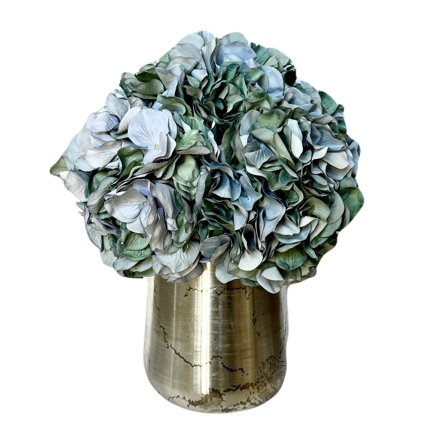 [NORL-AHDLB] Silver Vase Metal Large - Artificial Hydrangea Light Blue