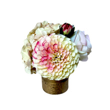 Load image into Gallery viewer, [RESS-ADALCP] Gold Glass Vase Small - Artificial Dahlia &amp; Rose Cream/Pink and Hydrangea Cream
