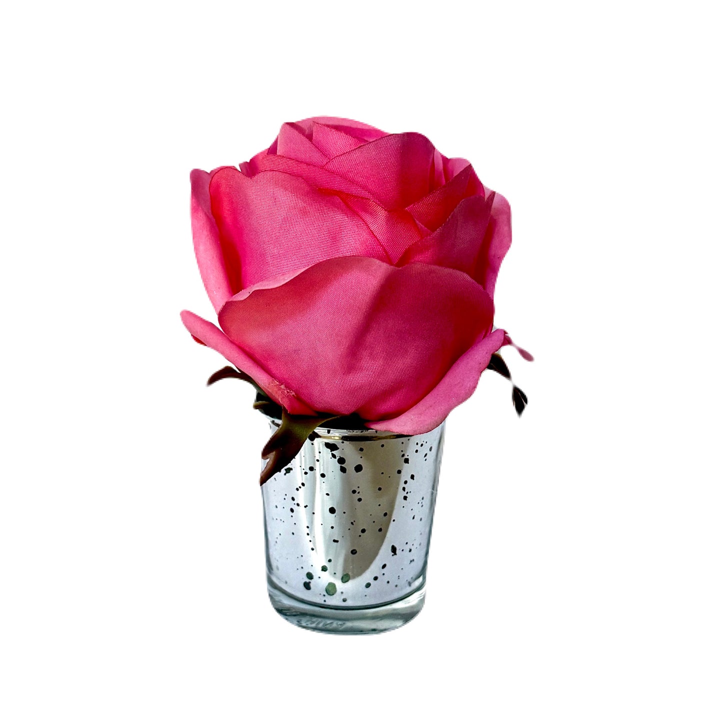 [GV-ARP] Silver Glass Votive - Artificial Rose Pink