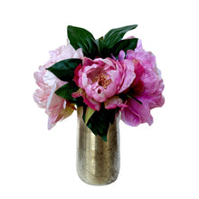 Load image into Gallery viewer, [NORS-PNYP] Silver Metal Vase Small - Artificial Peony Pink
