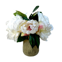 Load image into Gallery viewer, [RGVHS-PNYW] Round Glass Vase Hammered Small - Artificial Peony White
