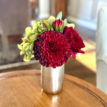 Load image into Gallery viewer, [NORS-ADALRR] Silver Metal Vase Small - Artificial Dahlia &amp; Rose Red and Hydrangea Basil
