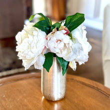 Load image into Gallery viewer, [NORS-PNYW] Silver Metal Vase Small - Artificial Peony White
