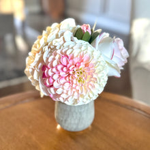 Load image into Gallery viewer, [RGVHS-ADALCP] Round Glass Hammered Vase Small - Artificial Dahlia &amp; Rose Cream/Pink and Hydrangea Cream
