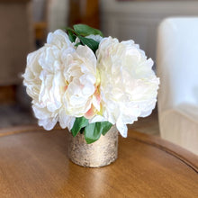 Load image into Gallery viewer, [RESM-PNYW] Gold Glass Vase Medium - Artificial Peony White
