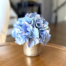 Load image into Gallery viewer, [RESS-AHDBL] Gold Glass Vase Small - Artificial Hydrangea Blue
