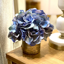 Load image into Gallery viewer, [RESS-AHDBL] Gold Glass Vase Small - Artificial Hydrangea Blue
