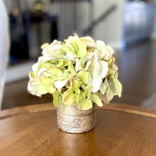 Load image into Gallery viewer, [RESS-AHDGR] Gold Glass Vase Small - Artificial Hydrangea Green

