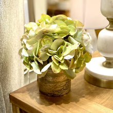 Load image into Gallery viewer, [RESS-AHDGR] Gold Glass Vase Small - Artificial Hydrangea Green
