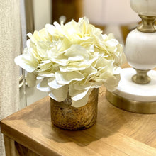 Load image into Gallery viewer, [RESS-AHDW] Gold Glass Vase Small - Artificial Hydrangea White
