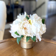 Load image into Gallery viewer, [RESS-PNYW] Gold Glass Vase Small - Artificial Peony White