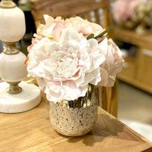 Load image into Gallery viewer, [RGVHS-APNHDP] Round Glass Vase Hammered Small - Artificial Peony, Rose &amp; Hydrangea Pink