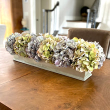 Load image into Gallery viewer, [RPL-C-AHDAQGR] Rect Long Container Champagne Leaf - Hydrangea Aqua &amp; Green Artificial

