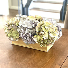Load image into Gallery viewer, [RPS-G-AHDAQGR] Rect Small Container Gold Leaf - Hydrangea Aqua &amp; Green Artificial