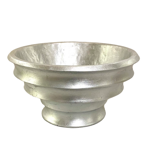 Resin Round Container - Silver Leaf