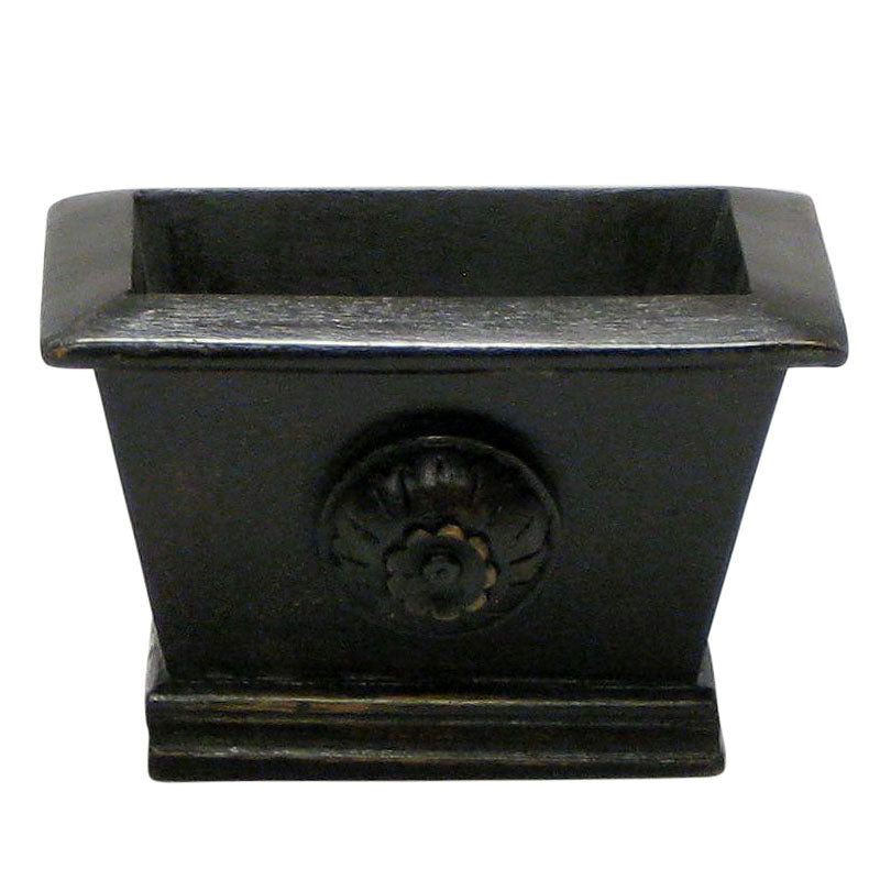 Wooden Mini Rect Planter w/ Medallion - Black Antique