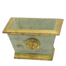 Load image into Gallery viewer, [WMRPM-GG-HDBHDNB] Wooden Mini Rect Container w/ Medallion Grey Green w/ Gold - Banksia, Pharalis &amp; Hydrangea Basil &amp; Natural Blue