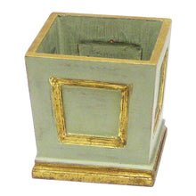 Load image into Gallery viewer, [WMSPI-GG-ORGR] Wooden Small Square Container w/Inset Grey Green - White &amp; Green Orchid Artificial