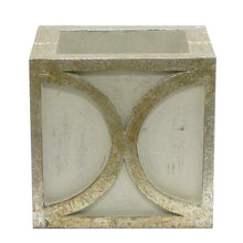 Load image into Gallery viewer, [WMSPO-GS-ORGR] Wooden Mini Square Container w/ Half Circle Grey &amp; Antique Silver - White &amp; Green Orchid Artificial
