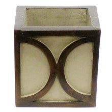 Load image into Gallery viewer, [WMSPO-PD-ORGR] Wooden Mini Square Container w/ Half Circle - Patina Distressed w/ Antique Bronze - White &amp; Green Orchid Artificial