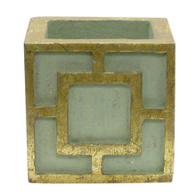 Load image into Gallery viewer, [WMSPQ-GG-ORYE] Wooden Mini Square Container w/ Square Green &amp; Antique Gold - White &amp; Yellow Orchid Artificial