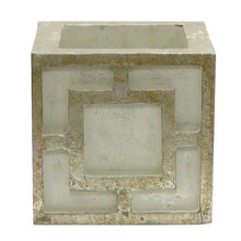Load image into Gallery viewer, [WMSPQ-GS-ORGR] Wooden Mini Square Container w/ Square  Grey &amp; Antique Silver - White &amp; Green Orchid Artificial
