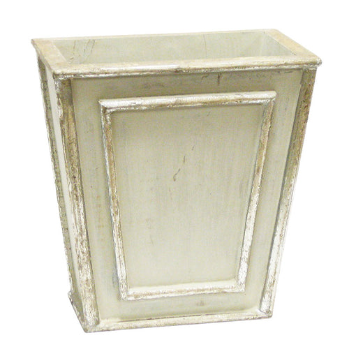 Wooden Narrow Flared Planter - Antique Gray w/ Silver