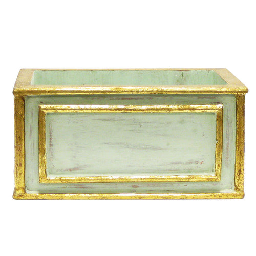 Wooden Rect. Planter - Gray Antique w/ Gold