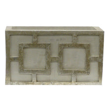 Load image into Gallery viewer, [WRPQ-GS-ORGRX] Wooden Rect Container w/ Square  Grey &amp; Antique Silver - White &amp; Green Orchid Artificial