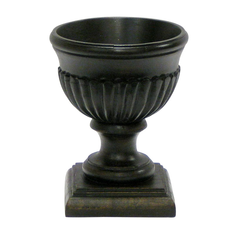 Wooden Ribbed Urn - Black Antique