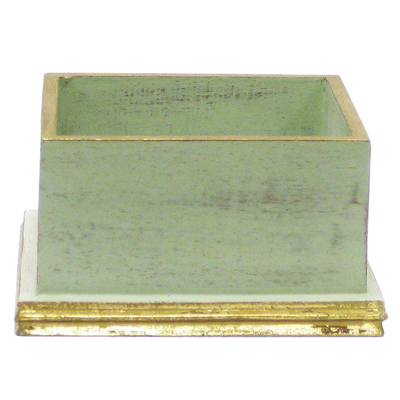 Wooden Square Planter - Gray Green w/ Gold