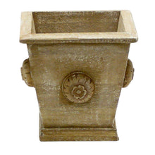 Load image into Gallery viewer, [WSPM-WA-HDNB] Wooden Square Container w/Medallion Weathered Antique - Hydrangea Natural Blue