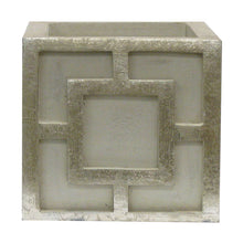 Load image into Gallery viewer, [WSPQ-GS-ORGR] Wooden Square Container w/ Square - Green w/ Antique Gold - White &amp; Green Orchid Artificial